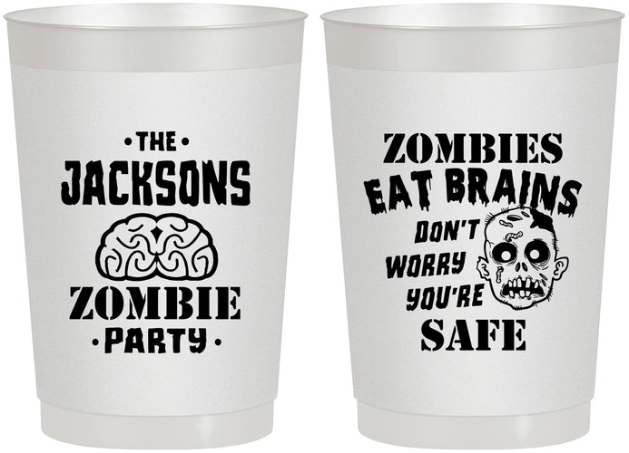 Personalized Halloween 22 oz Frosted Cups - Zombie Brain | 250026