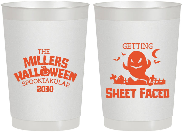Personalized Halloween 22 oz Frosted Cups - Ghost Sheet Faced | 250040