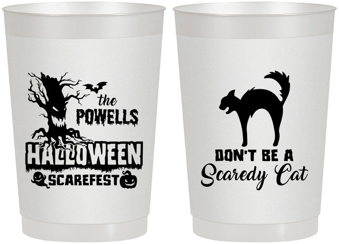 Personalized Halloween 22 oz Frosted Cups - Scaredy Cat | 250055