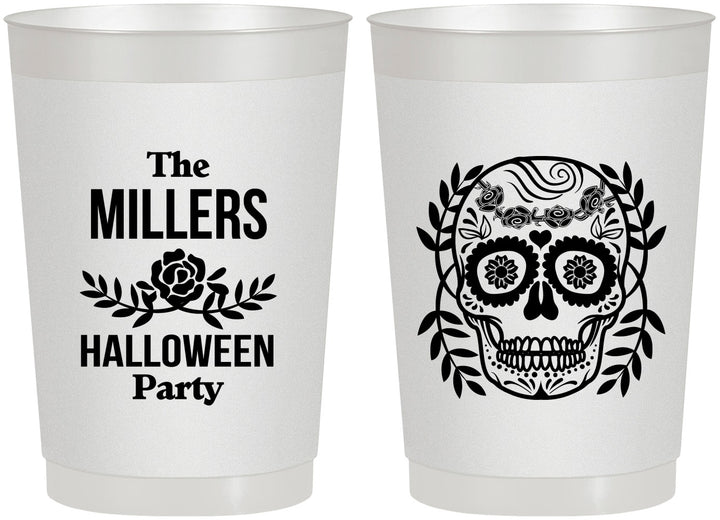 Personalized Halloween 22 oz Frosted Cups - Sugar Skull | 250061