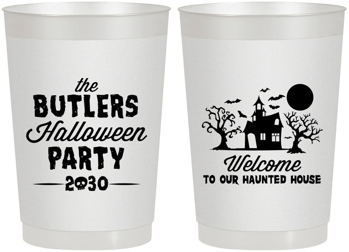 Personalized Halloween 22 oz Frosted Cups - Haunted House | 250073
