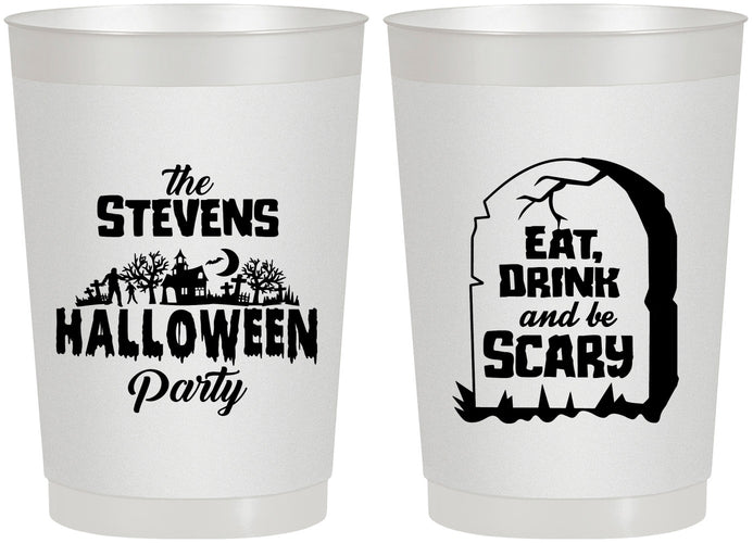 Personalized Halloween 22 oz Frosted Cups - Eat Drink Be Scary | 250074