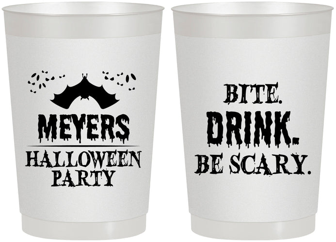 Personalized Halloween 22 oz Frosted Cups - Bite Drink Be Scary | 250082