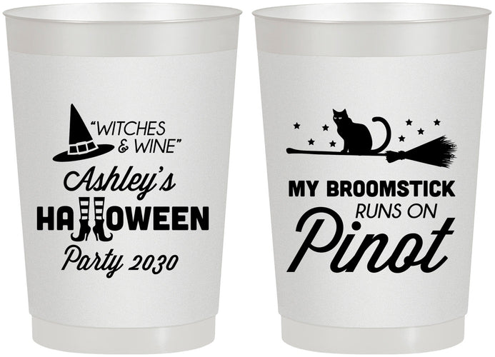 Personalized Halloween 22 oz Frosted Cups - Witch Broomstick | 250098