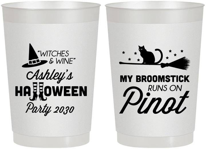 Personalized Halloween 22 oz Frosted Cups - Witch Broomstick | 250098