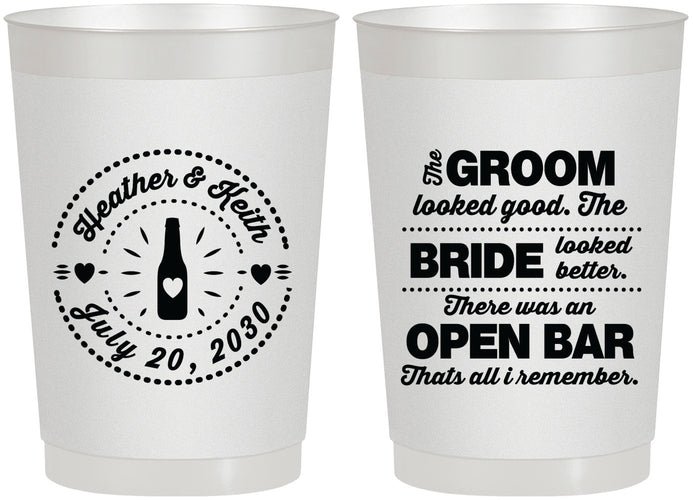 Personalized Wedding 22 oz Frosted Cups - Groom Bride Open Bar | 253