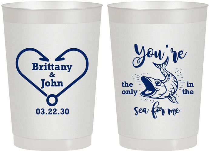 Personalized Wedding 22 oz Frosted Cups - Fish In The Sea For Me | 254