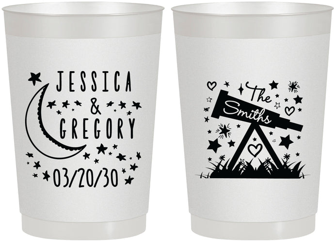 Personalized Wedding 22 oz Frosted Cups - Telescope | 255