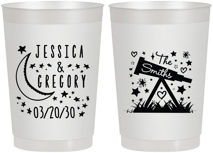 Personalized Wedding 22 oz Frosted Cups - Telescope | 255