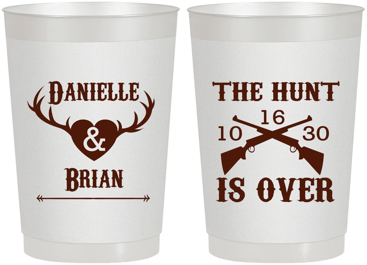 Personalized Wedding 22 oz Frosted Cups - The Hunt Is Ove | 258