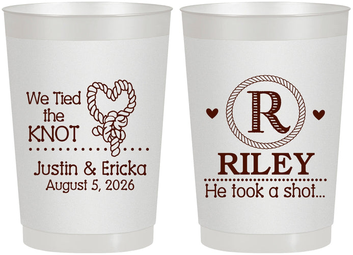 Personalized Wedding 22 oz Frosted Cups - We Tied The Knot | 260
