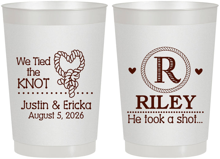 Personalized Wedding 22 oz Frosted Cups - We Tied The Knot | 260