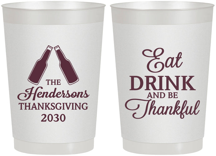 Personalized Thanksgiving 22 oz Frosted Cups - Eat Drink Thankful | 260001
