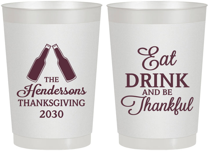 Personalized Thanksgiving 22 oz Frosted Cups - Eat Drink Thankful | 260001