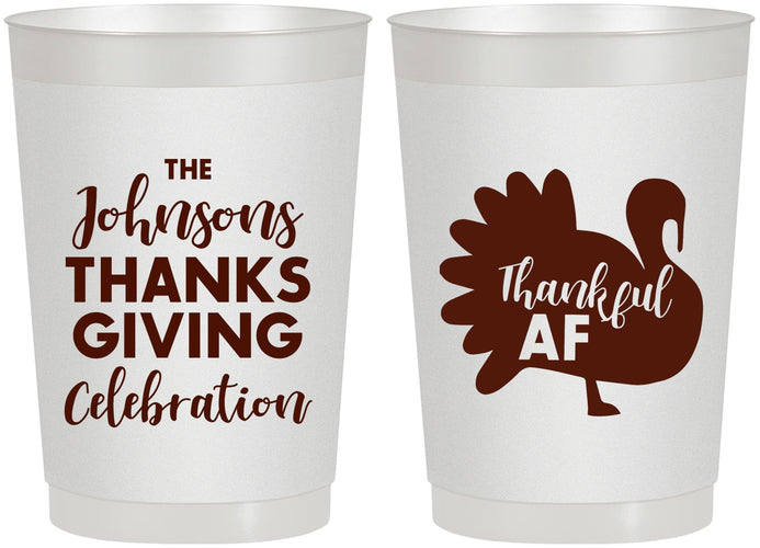 Personalized Thanksgiving 22 oz Frosted Cups - Thankful Af | 260002