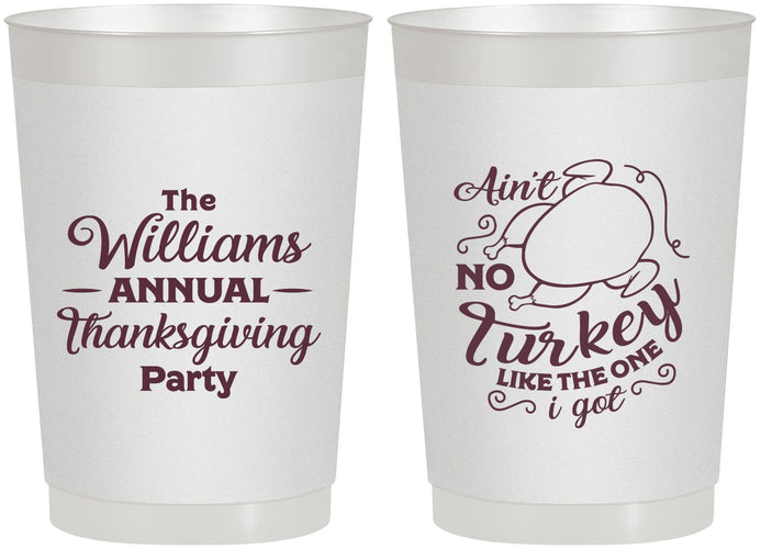 Personalized Thanksgiving 22 oz Frosted Cups - Turkey | 260005
