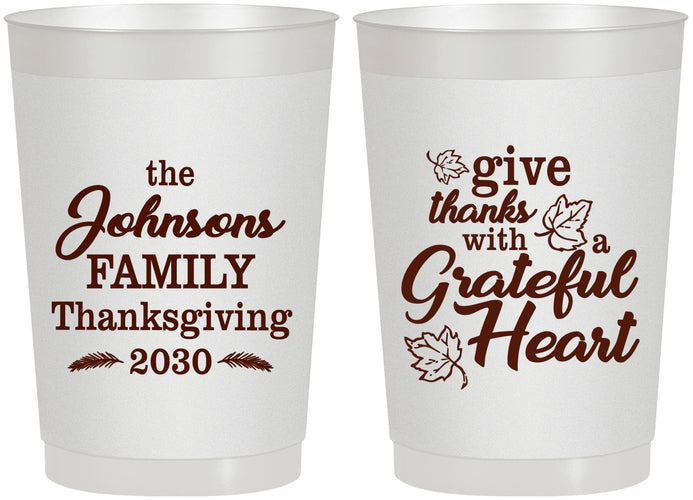 Personalized Thanksgiving 22 oz Frosted Cups - Grateful | 260006