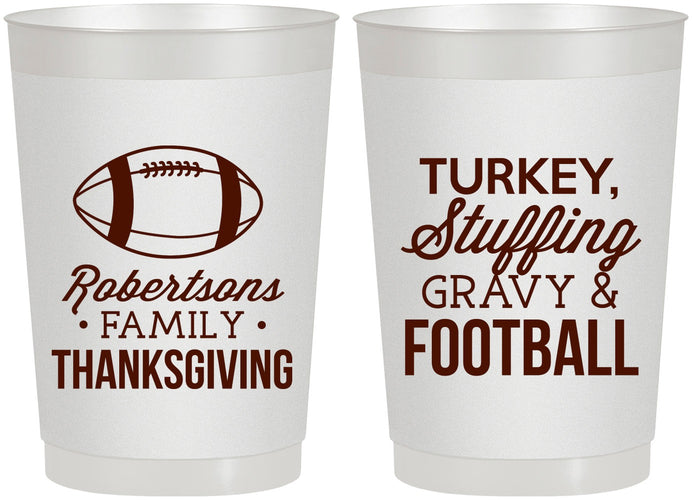Personalized Thanksgiving 22 oz Frosted Cups - Football Turkey | 260010