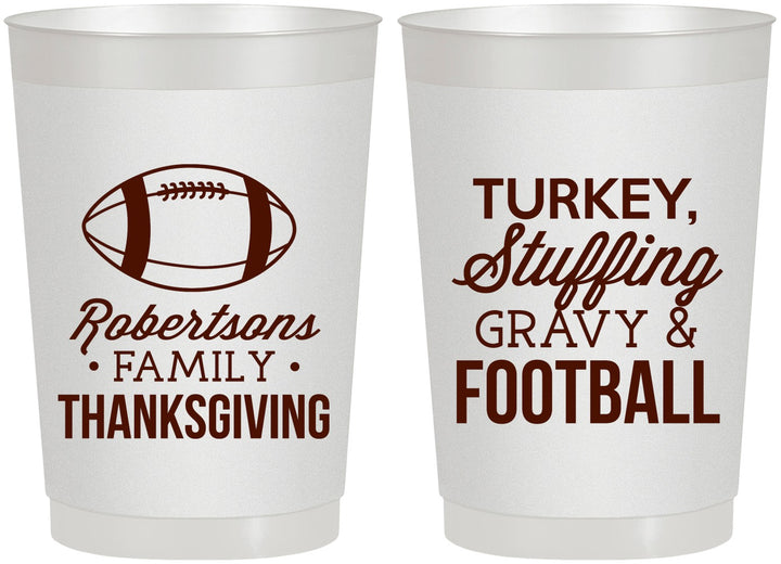 Personalized Thanksgiving 22 oz Frosted Cups - Football Turkey | 260010