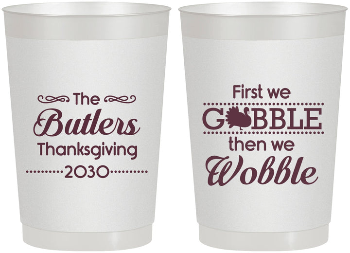 Personalized Thanksgiving 22 oz Frosted Cups - Gobble Til You Wobble | 260013