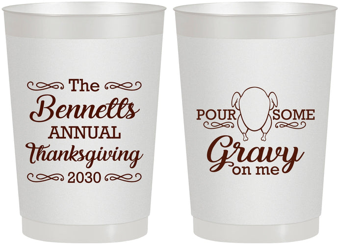 Personalized Thanksgiving 22 oz Frosted Cups - Turkey Gravy | 260015