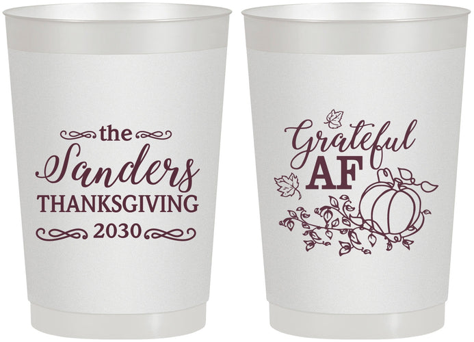 Personalized Thanksgiving 22 oz Frosted Cups - Grateful Af | 260017