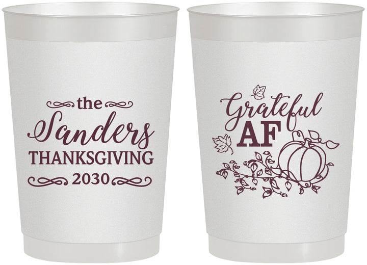 Personalized Thanksgiving 22 oz Frosted Cups - Grateful Af | 260017