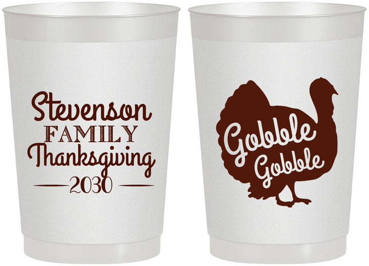 Personalized Thanksgiving 22 oz Frosted Cups - Gobble Turkey | 260018