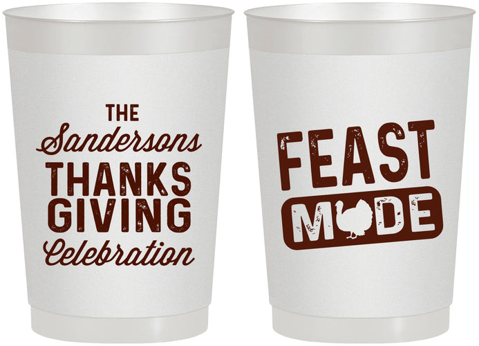 Personalized Thanksgiving 22 oz Frosted Cups - Feast Mode | 260019