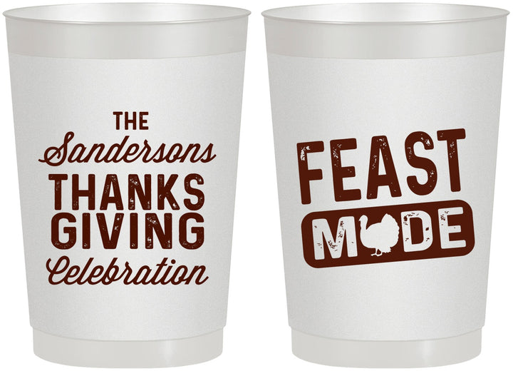Personalized Thanksgiving 22 oz Frosted Cups - Feast Mode | 260019
