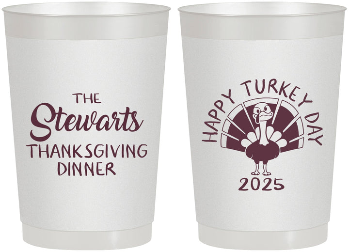 Personalized Thanksgiving 22 oz Frosted Cups - Turkey Day | 260021