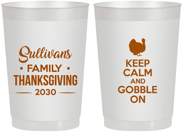 Personalized Thanksgiving 22 oz Frosted Cups - Gobble Turkey | 260024