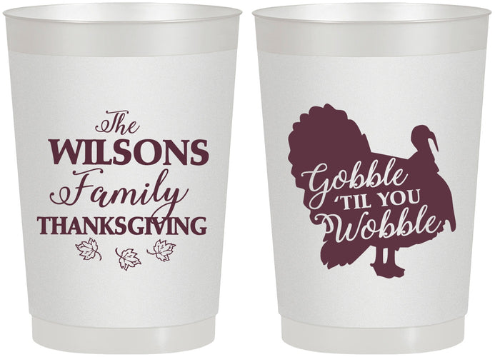 Personalized Thanksgiving 22 oz Frosted Cups - Gobble Til You Wobble | 260025
