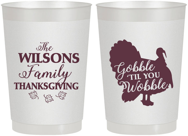 Personalized Thanksgiving 22 oz Frosted Cups - Gobble Til You Wobble | 260025