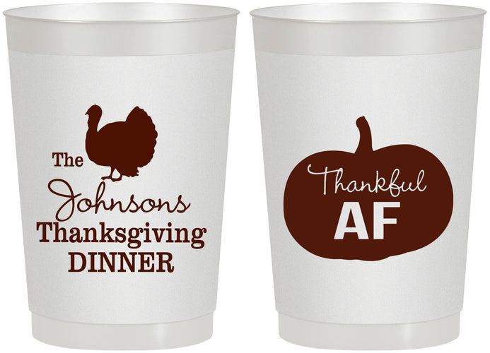 Personalized Thanksgiving 22 oz Frosted Cups - Thankful Af | 260026