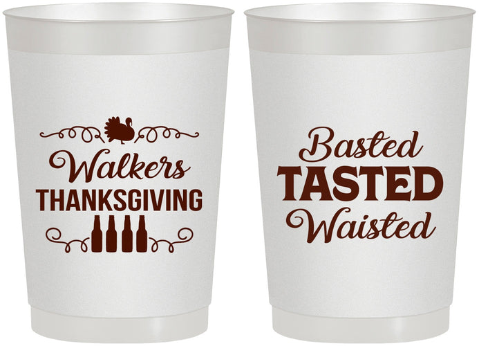 Personalized Thanksgiving 22 oz Frosted Cups - Basted Tasted Waisted | 260027