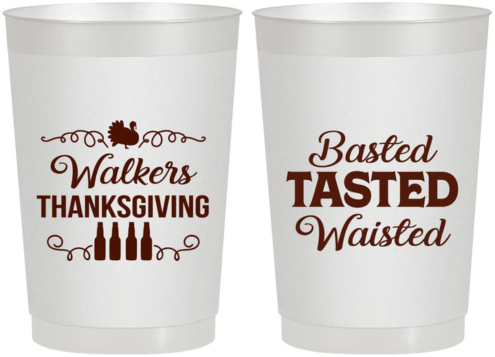 Personalized Thanksgiving 22 oz Frosted Cups - Basted Tasted Waisted | 260027