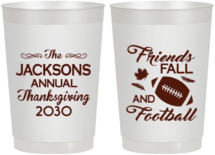 Personalized Thanksgiving 22 oz Frosted Cups - Football | 260031