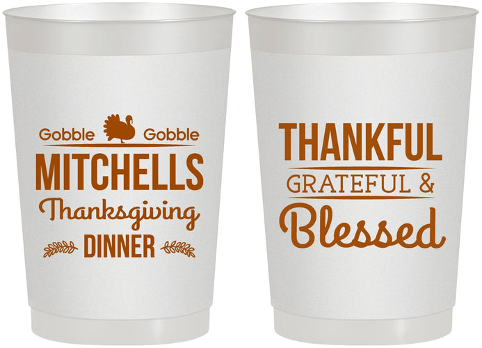 Personalized Thanksgiving 22 oz Frosted Cups - Thankful Blessed | 260032