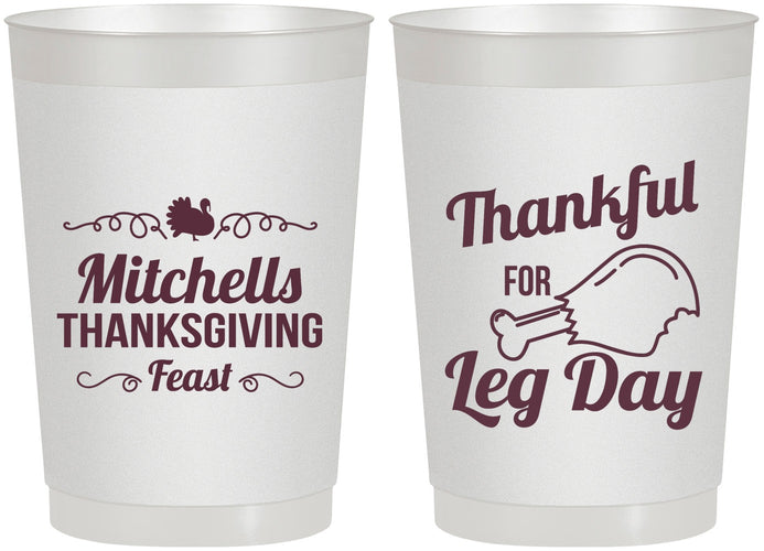 Personalized Thanksgiving 22 oz Frosted Cups - Leg Day | 260033