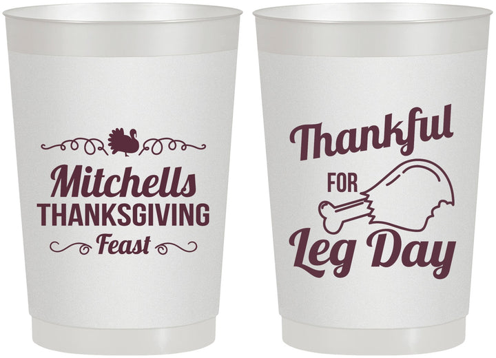 Personalized Thanksgiving 22 oz Frosted Cups - Leg Day | 260033