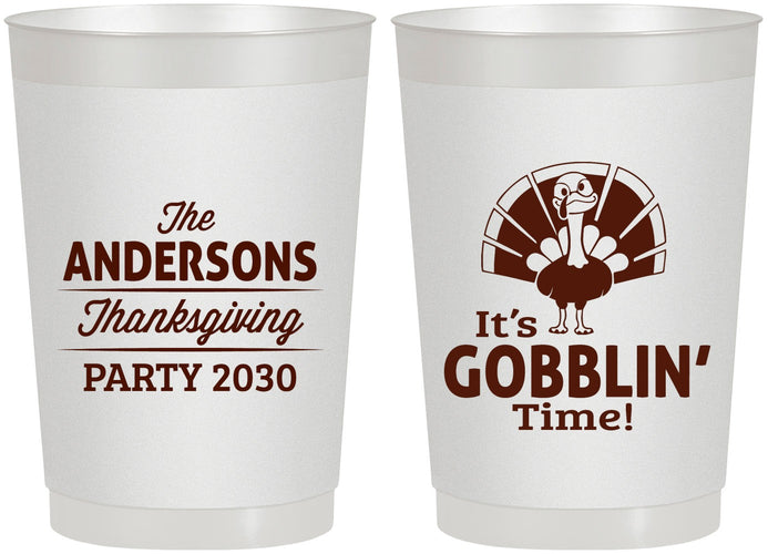 Personalized Thanksgiving 22 oz Frosted Cups - Turkey Gobblin | 260035