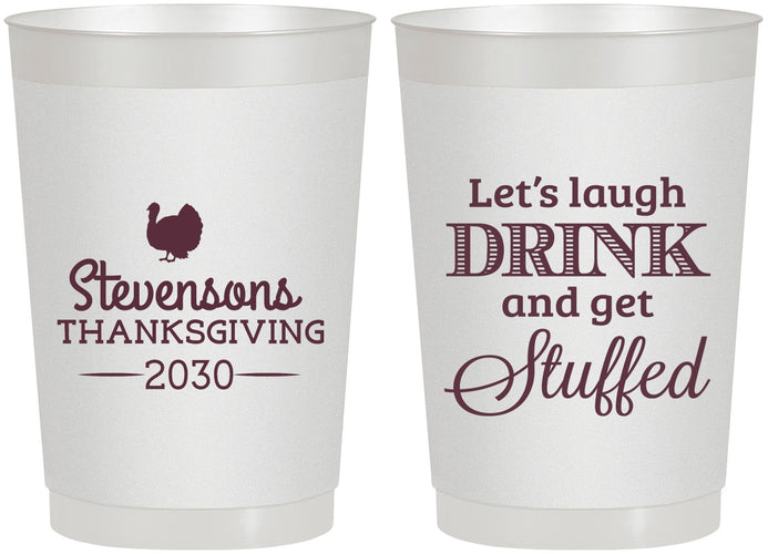 Personalized Thanksgiving 22 oz Frosted Cups - Turkey Stuffed | 260037