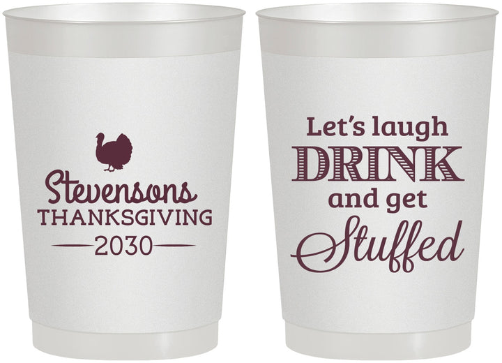 Personalized Thanksgiving 22 oz Frosted Cups - Turkey Stuffed | 260037