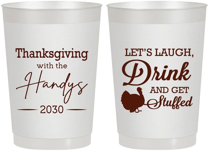 Personalized Thanksgiving 22 oz Frosted Cups - Turkey Stuffed | 260038