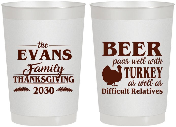 Personalized Thanksgiving 22 oz Frosted Cups - Turkey | 260042