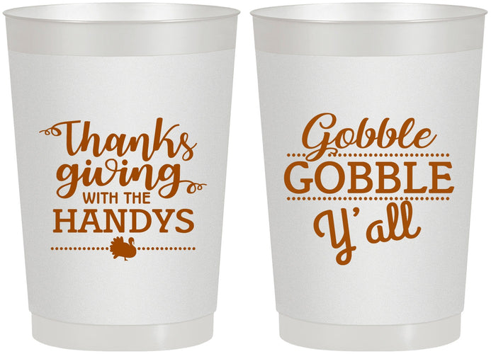 Personalized Thanksgiving 22 oz Frosted Cups - Gobble Gobble | 260044