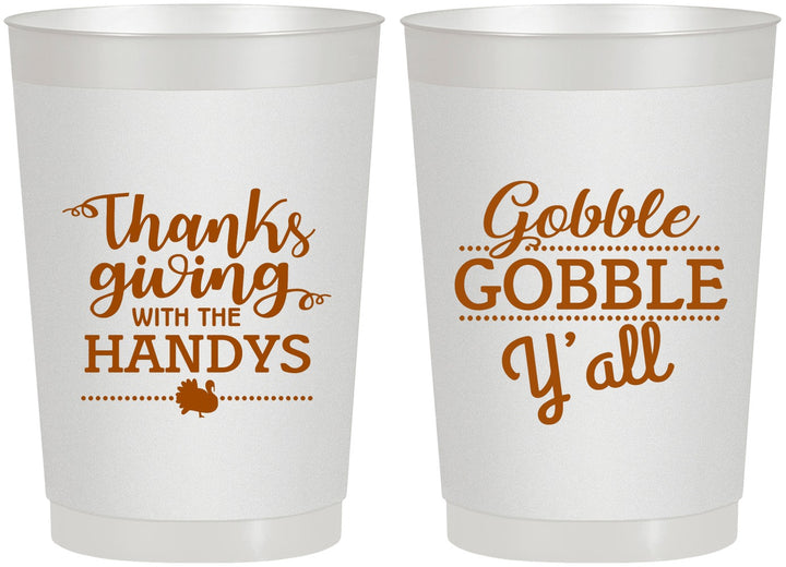 Personalized Thanksgiving 22 oz Frosted Cups - Gobble Gobble | 260044