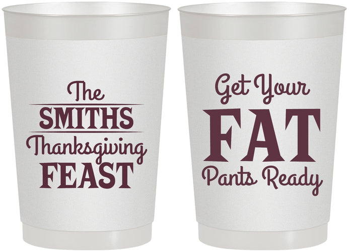 Personalized Thanksgiving 22 oz Frosted Cups - Fat Pants Ready | 260045