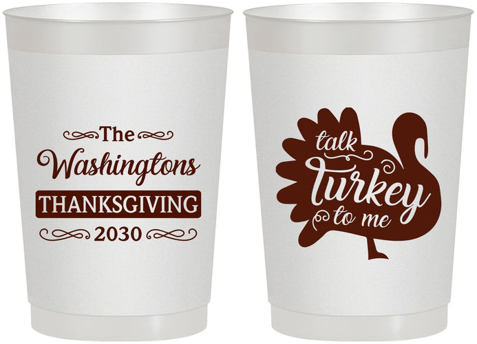 Personalized Thanksgiving 22 oz Frosted Cups - Talk Turkey To Me | 260046